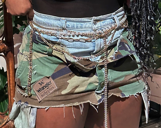 Denim Camo Layer Skirt