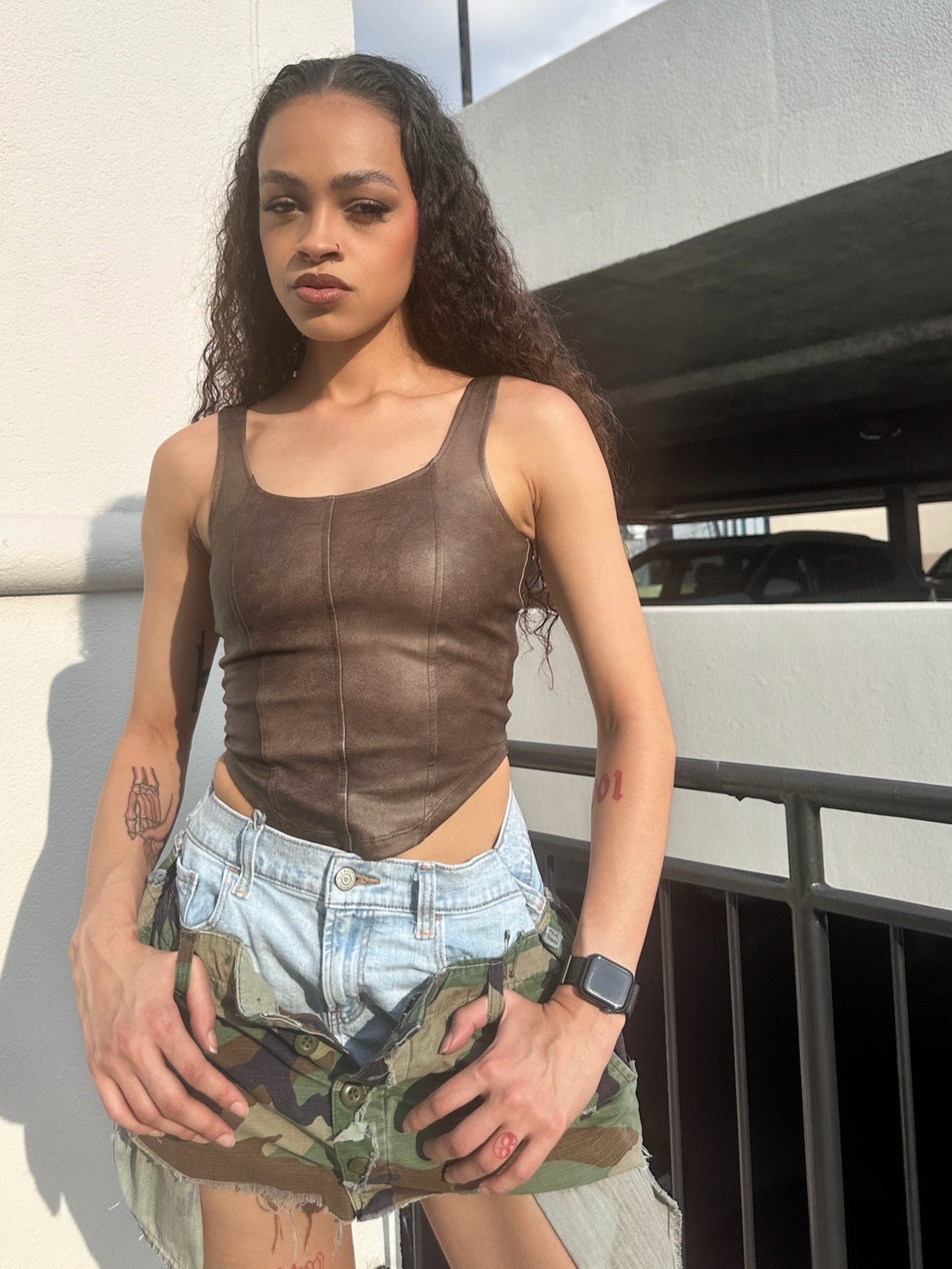 Denim Camo Layer Skirt